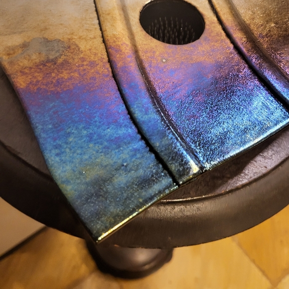 Ikebana Art Glass Signed Slumped Glassb Pin Flower Frog - Picture 4 of 10